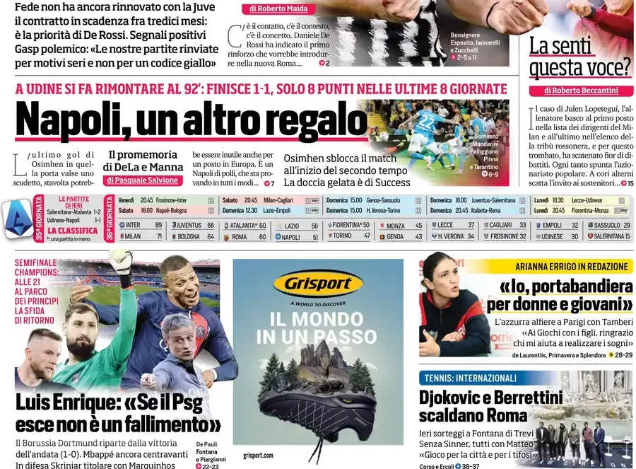 RASSEGNA CdS Napoli Un Altro Regalo Tuttosport Rinnovo Chiesa